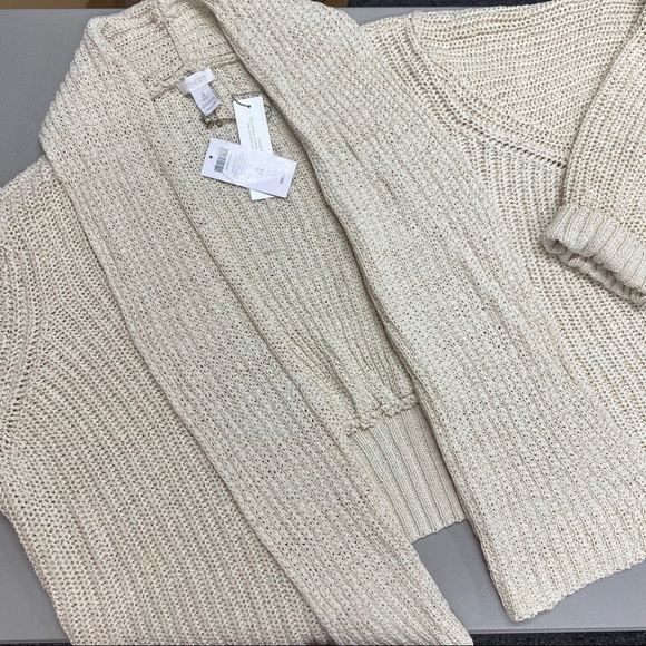 Chico's Sweaters | Chicos Cardigan Sweater Knit Ruched Back Bridgette | Color: Cream | Size: XXL | Gorjesboutique's Closet